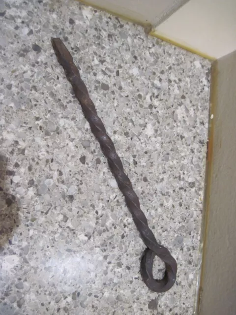 Vintage Hand Forged Twisted Wrought Iron  Screwdriver -9&1/4"