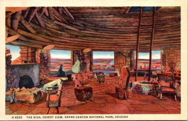 Fred Harvey Postcard Kiva Desert View Grand Canyon National Park Arizona AZ Z307