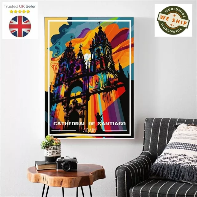 Camino de Santiago Art Print - Cathedral Giclée Art Poster Print on Canvas