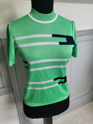 PUR VINTAGE ancien petit haut vert style sportif taille 36 B21