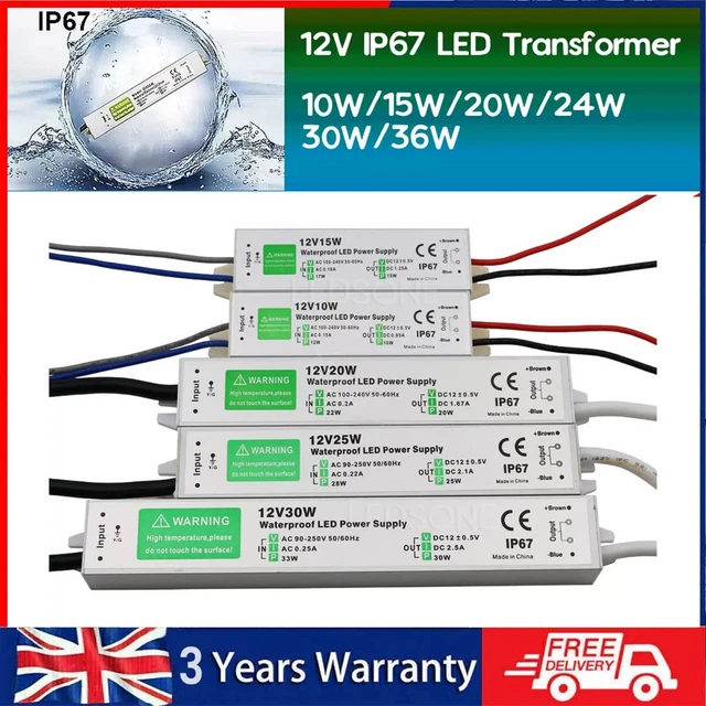 12V LED DRIVER Power Supply Transformer 240V Waterproof IP67 for LED ...
