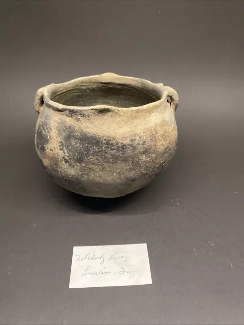 MLC s328 7” X 6” Solid Old Strap Pot Pottery Vessel Erwin Tennessee TN Unicoi Co