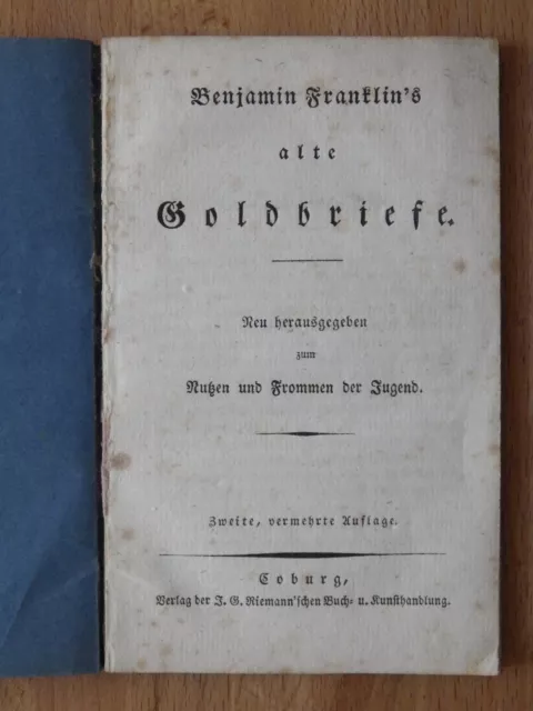 altes Heft Benjamin FRANKLIN'S alte Goldbriefe zweite Auflage von 1833 ( 6538