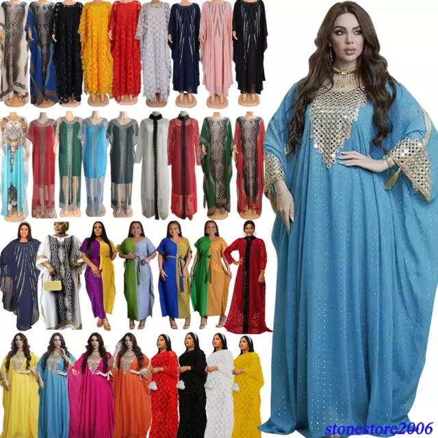 African Dashiki Women Muslim Maxi Dress Loose Robe Moroccan Kaftan Abaya Dubai