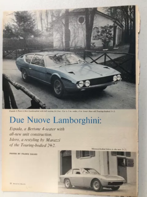 LLLArt34 Vintage Article Pictorial Lamborghini Espada 4 Marazzi June 1968 3 page