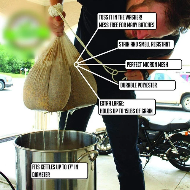 Conveniente bolsa de preparación con cordón perfecta para recetas grandes y elaboración de todos los granos
