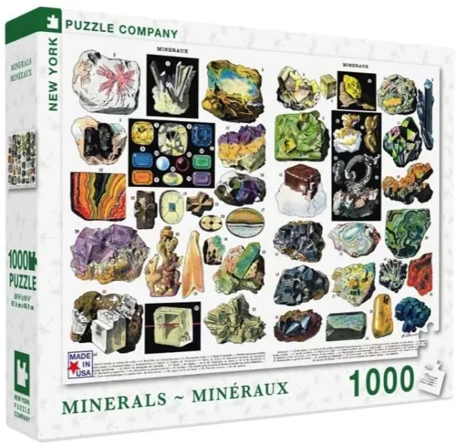 New York Puzzle Company - Vintage Image of  Minerals ~ 1000 Piece Jigsaw Puzzle