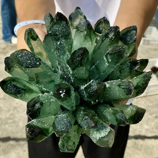 4.6LB New Find Green Phantom Quartz Crystal Cluster Mineral Specimen Healing 7