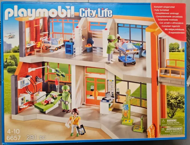 Playmobil City Life Furnished Children's Hospital Set (6657) sealed 291 pieces