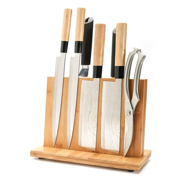 Double Side Knife Block Magnetic Extra Strong Magnetic Knife Block Board Bamboo