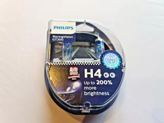 H4 Philips,200% 12V 55W P43t-38 Halogen Leuchtmittel, Birne, Racing Vision