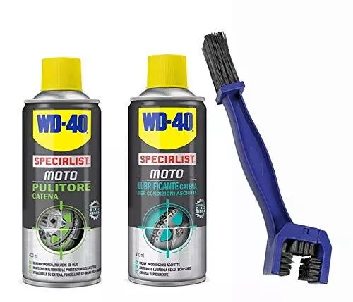 Kit De Nettoyage Lubrifie La Chaîne Wd-40 400Ml Nettoyant + Lubrifiant + Brosse