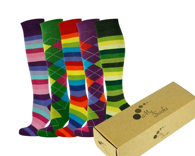 Mysocks 5 Paires Hauteur Genou Chaussettes Avec Cadeau Box