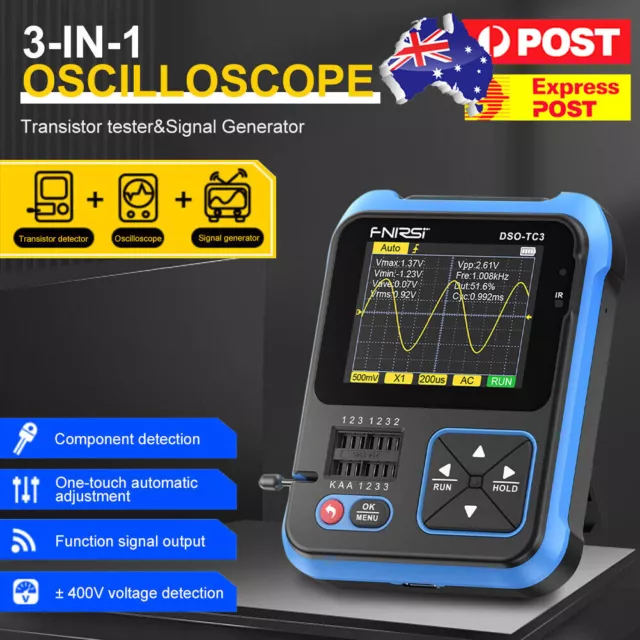 3 in 1 FNIRSI DSO-TC3 Digital Oscilloscope Transistor Tester Signal Generator AU