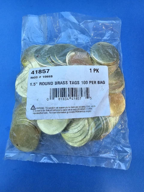 1.5" Round Blank Brass Tags Bag Of 100 41857 Mod# 1098B