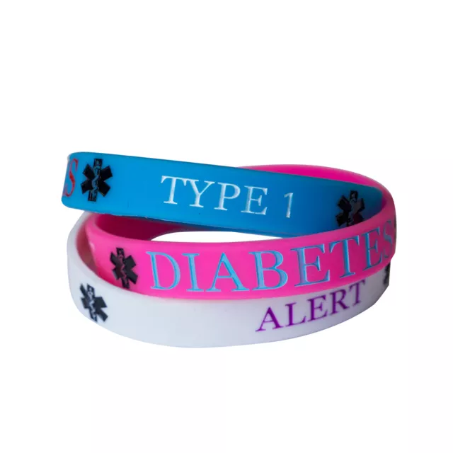 DIABETES TYPE 1 MEDICAL wristband silicone bracelet bangle AWARENESS ALLERGY