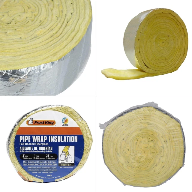 3 In. X 25 Ft. Foil Backed Fiberglass Pipe Wrap Insulation | Frost King Thick