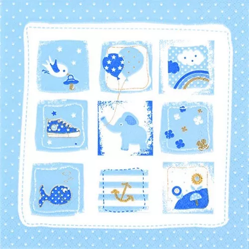 20 Servietten Geburt Taufe Little One blue Baby blau Junge 1. Geburtstag 33x33cm