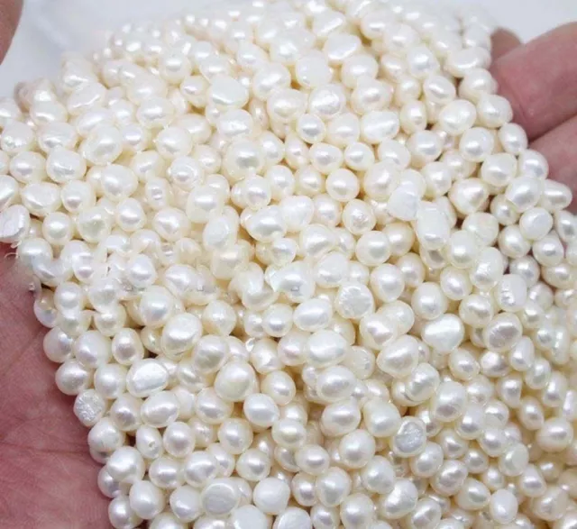 Natural 7-8Mm White Freshwater Baroque Pearl Loose Beads 15''