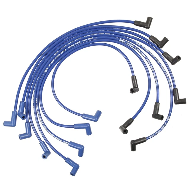 Accel 5048B Custom Fit Super Spiral Spark Plug Wire Set Blue 8Mm Spiral Core