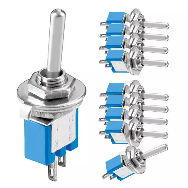 10x Kippschalter Subminiatur rastend, Ein-Aus, 2 Pins, 3 A/125 V, mit Lötösen