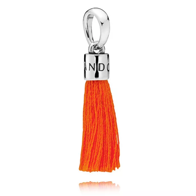 NEW!! AUTHENTIC PANDORA Orange Fabric Tassel Dangle Charm  -  9134