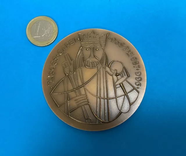 Médaille En Bronze - Hugues Capet - Signée Pouzet