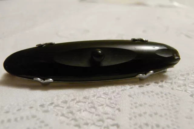 Sehr alte Trauerschmuck  Brosche mit schönem Schliff - Jet, Gagat? Glas?