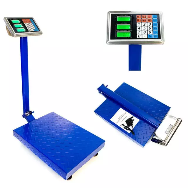 Digital Heavy Duty Platform Industrial Scale 300KG/660lb Backlit LCD Display UK