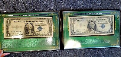 1935 D & 1957 A Circulated One Dollar Silver Certificate Bills Note Lot of 2
