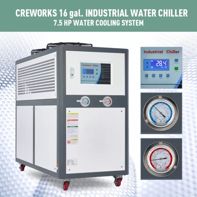 CREWORKS 7.5HP 60L Industrial Water Chiller 26gpm for Laser Processing CNC