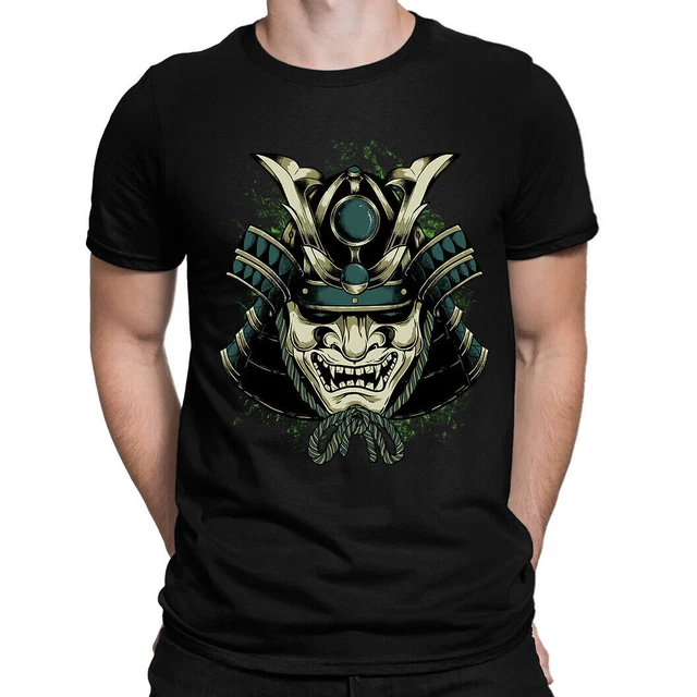 Samurai Shogun Mens T-Shirt Tee Top Gift For Him - Mask Warrior Helmet