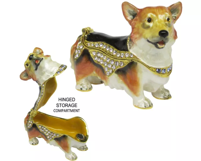 Corgi Jeweled Trinket Box with Austrian Crystals