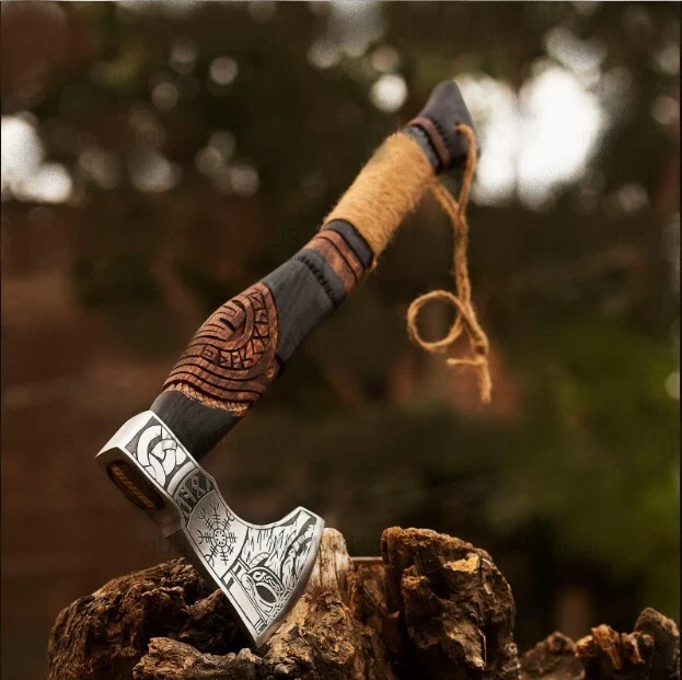 Custom Hand Forged Carbon Steel Handle Viking  Bearded  Hatchet  Tomahawk  Axe