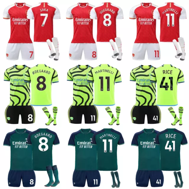 Arsenal Home Away Third Kids Full Soccer Kits Boys Girls Strip Socks Short Shirt