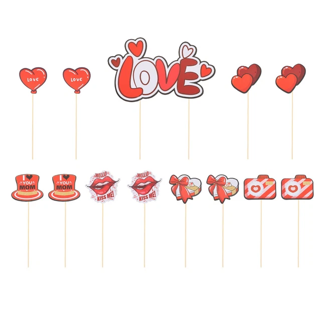 13 piezas Corazón Cupcake Decoraciones Boda Fruta Pick Pasteles Inserciones Tarjetas
