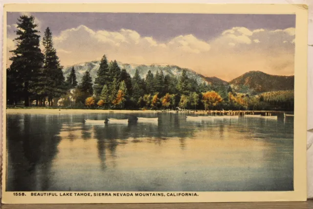 California CA Sierra Nevada Mountains Lake Tahoe Postcard Old Vintage Card View