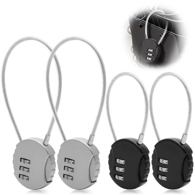 4 Cadenas à Combinaison Réinitialisables - Parfaits Pour Valises, Sacs Et Casiers | Code 3 Chiffres | 4 Coloris