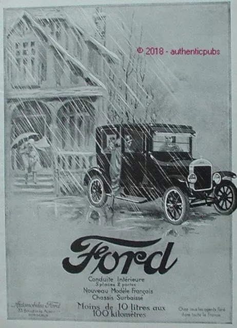 Publicite Ford Automobile Conduite Interieure De 1924 French Ad Pub Art Deco