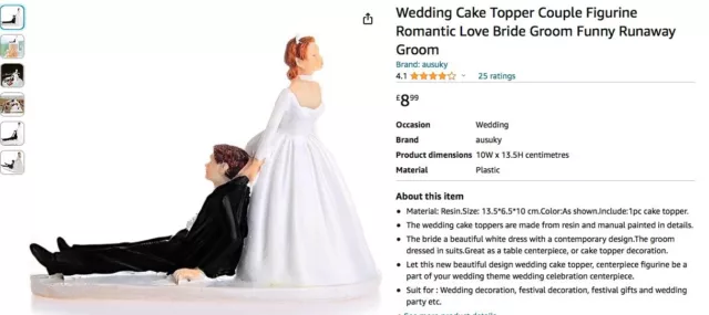 Neuheit Hochzeitstorte Topper Figur (brandneu - verpackt - unbenutzt) 3