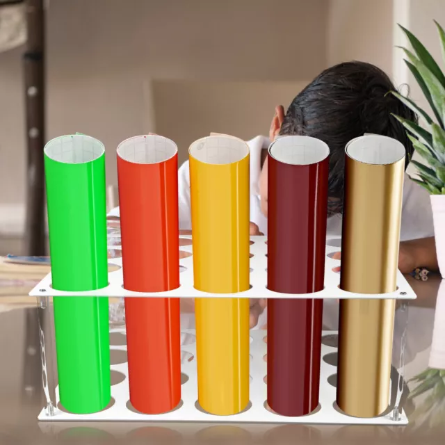 Organizador de estante de almacenamiento de rollos de vinilo soporte para decoración de papel artesanal - 20 orificios blanco