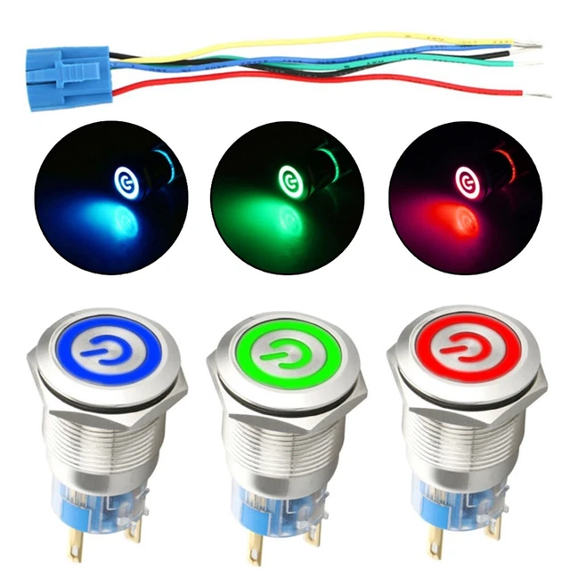 Interrupteur bouton commutateur bouton 5A/250VAC 5A/30VDC pièces bleu/rouge/ver