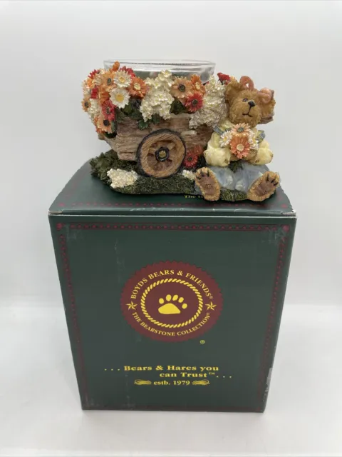 Boyds Bear Eliza Doobeary Flower Petallin Votive Candle Holder Figurine 27761