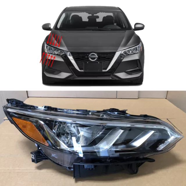 Halogen Headlight for 2020 2021 2022 Nissan Sentra S SV Passenger Right Factory