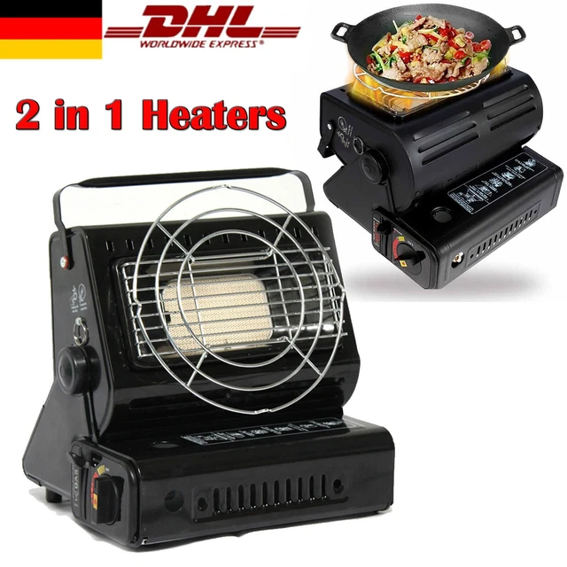 Tragbare Butan 2in1 Tragbare Gasheizung 1,3KW Camping Gas Kocher + Gaskartuschen