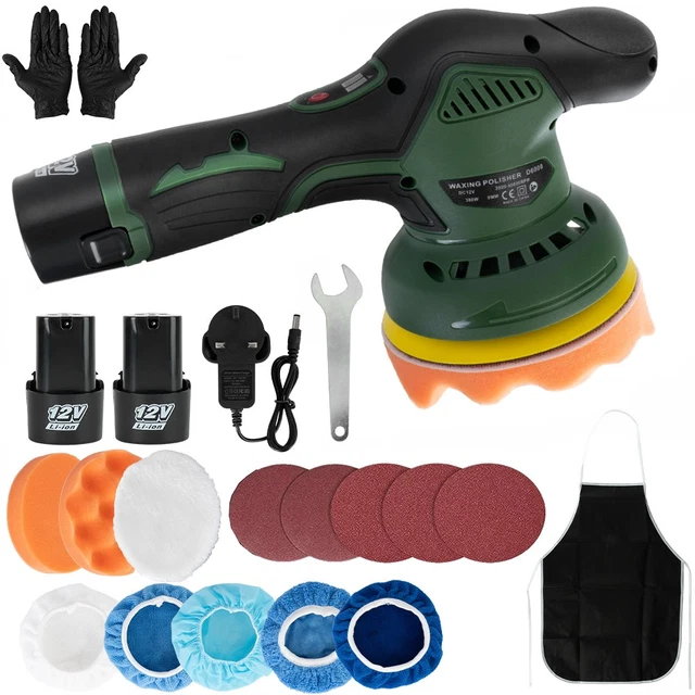 2 BATTERY CORDLESS Car Polisher Buffer Machine 6" Dual Action Polishing ...