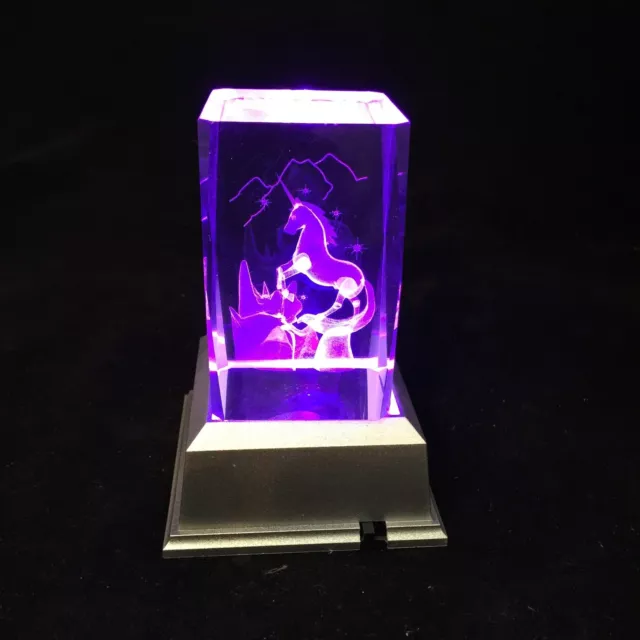 Unicorn-3D Laser Etched Crystal Block With 4 Lights LED Light base 2