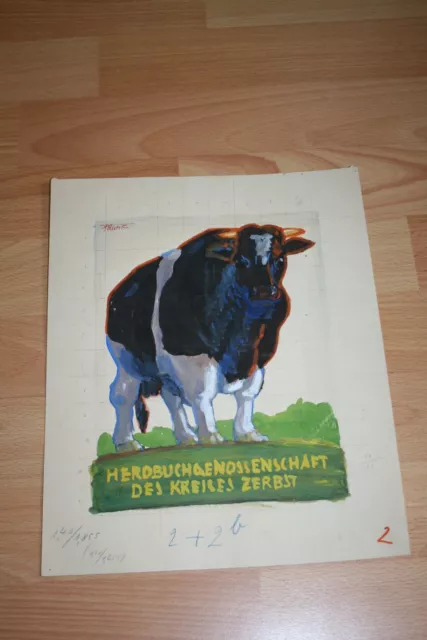 alter Plakatentwurf ca. 1940 Herdbuchgenossenschaft Zerbst     Richter