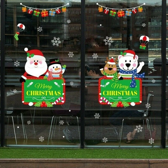 2X Weihnachten Aufkleber Fenster Tür Weihnachtsmann Heim Glas Party