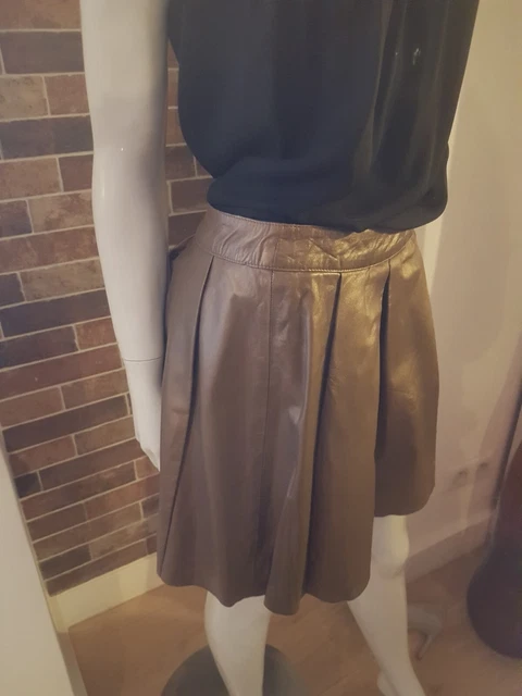 Jupe En Cuir Doré Comptoir Des Cotonniers Modèle Nibiena - Taille 40 - Neuve Avec étiquettes